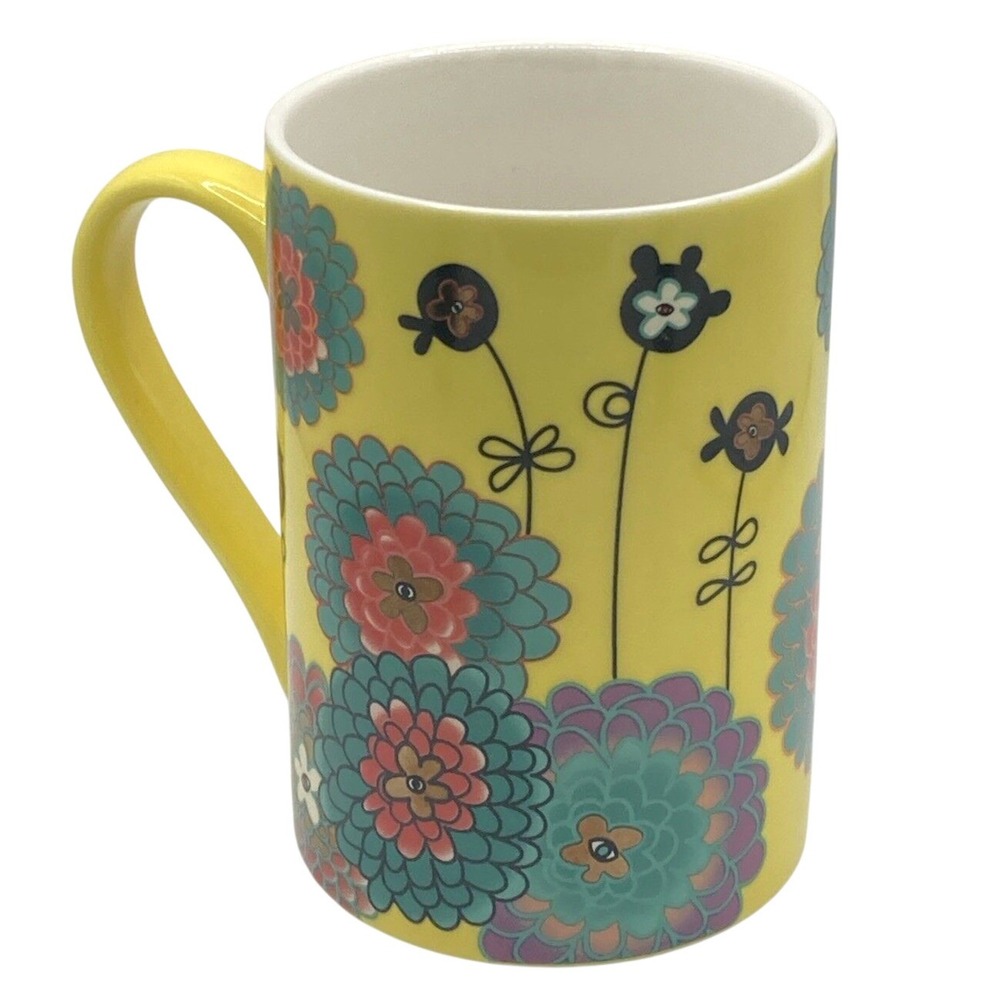 Pylones Crea Crea Design Bright Yellow Flower Floral Ceramic Coffee Mug Cup